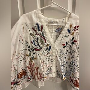 Zara Multicolor Embroidered Blouse